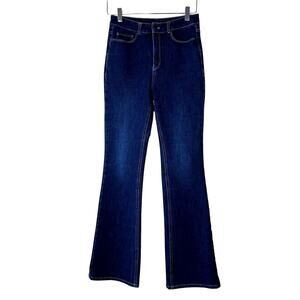 Commando Do It All Denim High Rise Flare Jean Five Pocket Stretch Dark SMALL